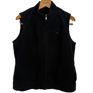 Tommy Hilfiger Black Fleece Vest Full Zip Sleeveless Casual‎ Layering Medium